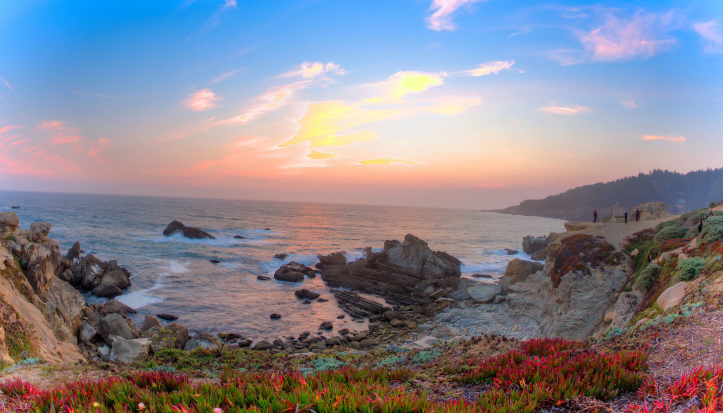 Bodega Bay ocean view with sunsetting 