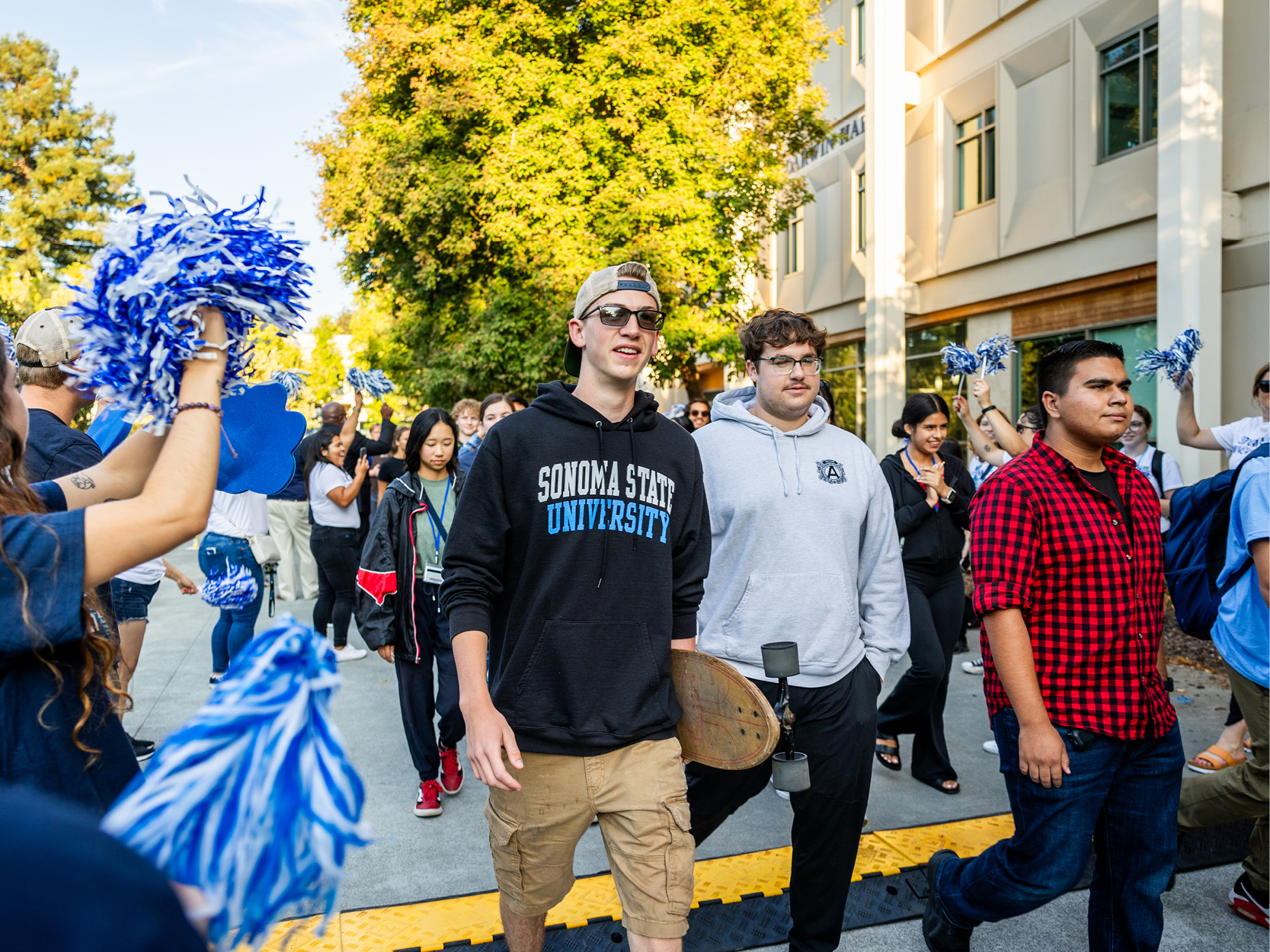 Large group of students walking