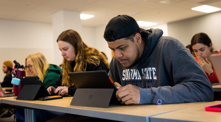 Students completing a test