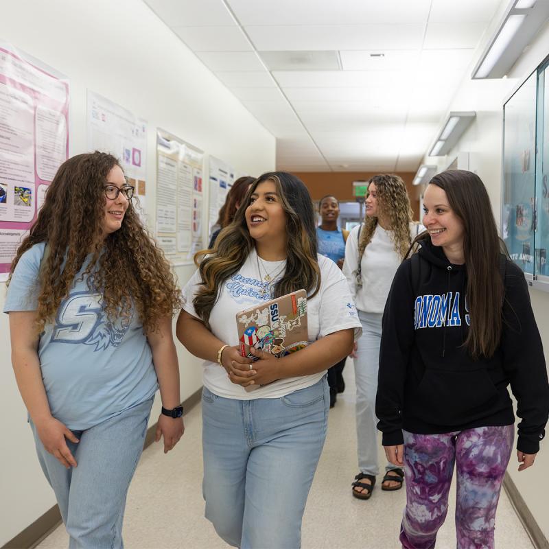Students walking inside darwing hall