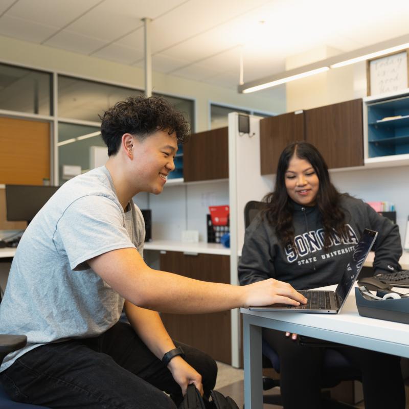 Marin student at the career center