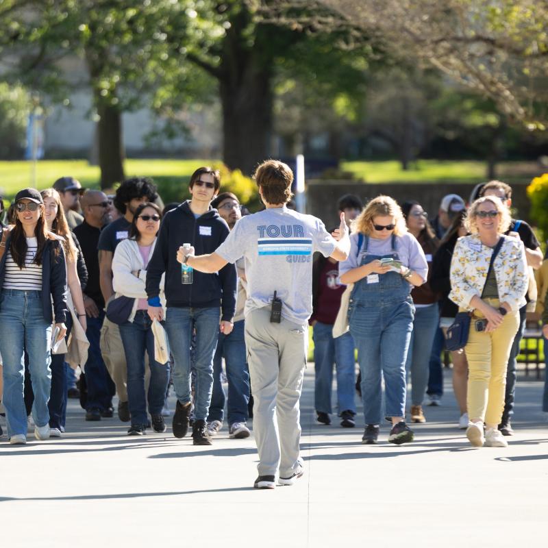Tour guide and large group