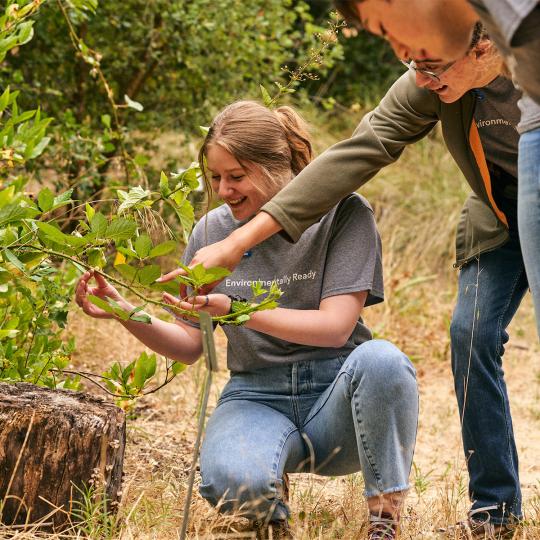 student learning about the environment