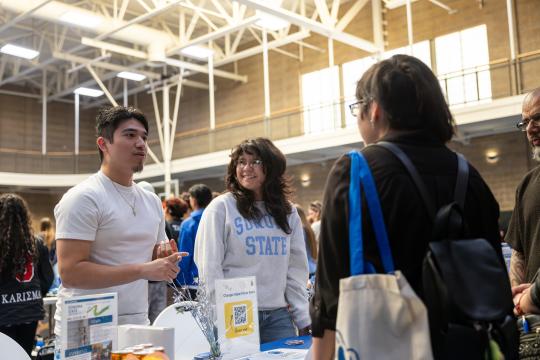 students talking